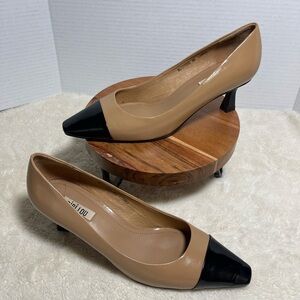 Anthropologie Chic Tan and Black Women's Heels